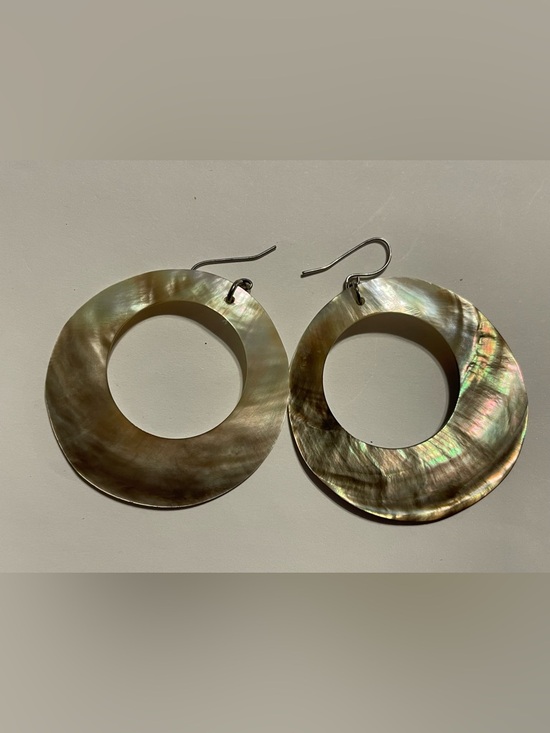 Shell Jewelry - Large Abalone Pierced Hoop Pierced Earrings